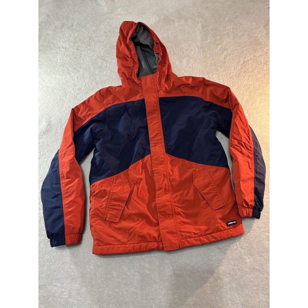 Lands' End Boys Youth Waterproof Fleece Lined Jacket Large 14 16 Hooded Blue